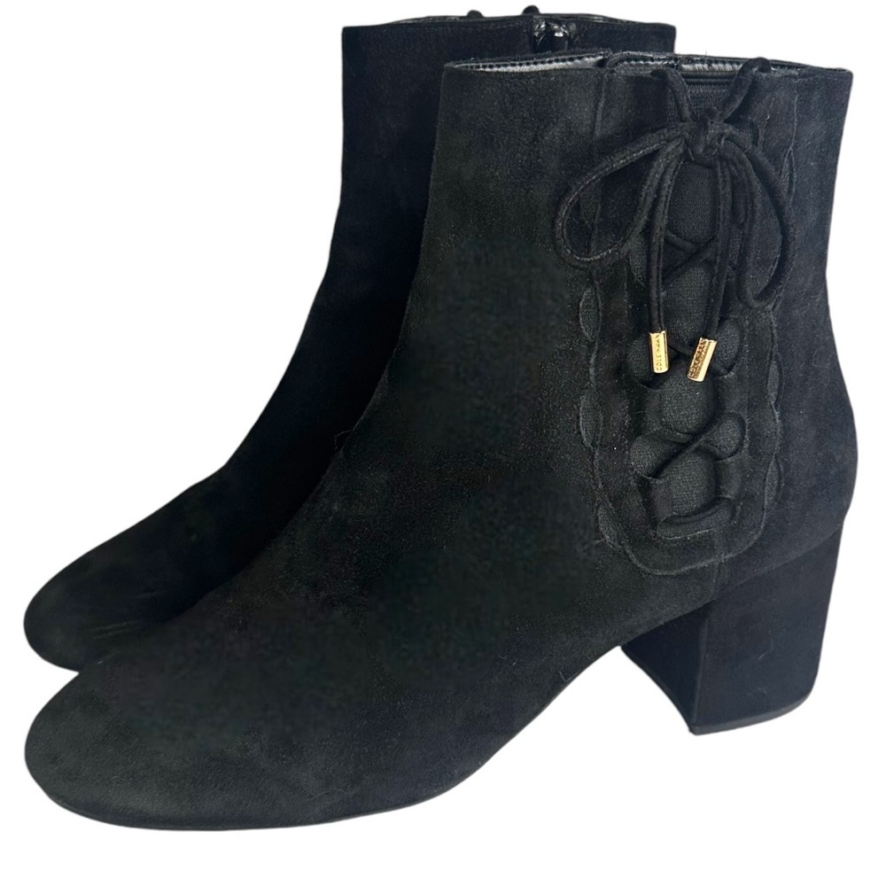 Cole Haan Leah Side Lace Up Suede Ankle Boots Size 9